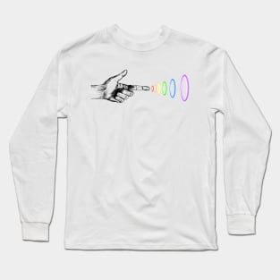 Hand shooting rainbow beams Long Sleeve T-Shirt